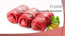  Presentation with beef - Slides featuring raw-beef-roulades-isolated background and a sky blue colored foreground