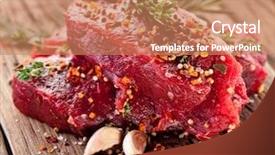  Presentation with steak - PPT theme with raw beef steak background and a coral colored foreground