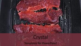  Presentation with flame nutrition beef steaks - PPT theme featuring raw-bloody-beef-fillet-steaks background and a tawny brown colored foreground