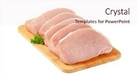  Presentation with cutting board - Slide deck featuring raw boneless pork loin chops background and a sky blue colored foreground