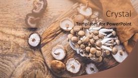  Presentation with mushrooms - PPT layouts featuring raw-brown-shimeji-mushrooms background and a coral colored foreground