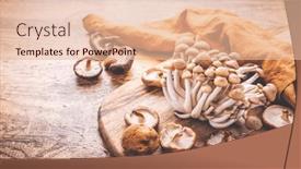  Presentation with mushrooms - Presentation theme consisting of raw-brown-shimeji-mushrooms background and a lemonade colored foreground