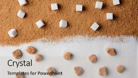  Presentation with sugar cubes - PPT theme featuring raw brown sugar lump background and a soft green colored foreground