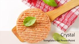  Presentation with proteins keto ketogenic diet raw - Beautiful theme featuring raw burger patty with basil backdrop and a coral colored foreground