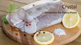  Presentation with catfish - Colorful PPT layouts enhanced with raw catfish fillet with spices backdrop and a mint green colored foreground