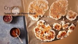  Presentation with plant based - Colorful presentation enhanced with raw-cauliflower-steaks-with-spice backdrop and a coral colored foreground