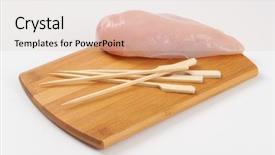  Presentation with breast - Presentation featuring raw chicken breast and wooden background and a lemonade colored foreground