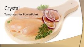  Presentation with raw meat - Audience pleasing presentation consisting of raw chicken breast meat backdrop and a lemonade colored foreground