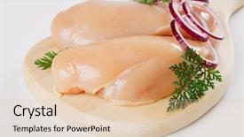  Presentation with breast - Slide deck enhanced with raw chicken breast meat background and a lemonade colored foreground