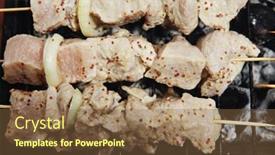  Presentation with charcoal - Audience pleasing slide set consisting of raw-chicken-breast-shish-kebab backdrop and a tawny brown colored foreground