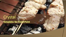  Presentation with charcoal - Slide set enhanced with raw-chicken-breast-shish-kebab background and a tawny brown colored foreground