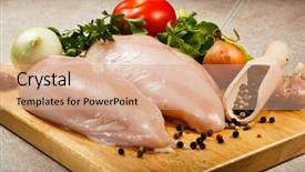  Presentation with cutting board - Amazing slides having raw chicken breasts on cutting backdrop and a coral colored foreground