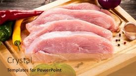  Presentation with cutting board - Audience pleasing presentation design consisting of raw-chicken-breasts-on-cutting backdrop and a yellow colored foreground