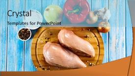  Presentation with cutting board - Presentation design featuring raw chicken breasts with vegetables background and a light blue colored foreground