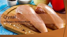  Presentation with cutting board - Amazing presentation design having raw chicken breasts with vegetables backdrop and a coral colored foreground