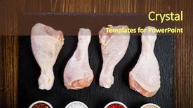  Presentation with morfology of chicken - Slide deck consisting of raw chicken drumsticks on wooden background and a  colored foreground