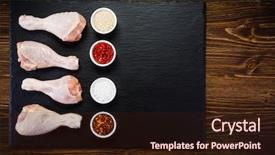  Presentation with chicken little chicks - Audience pleasing PPT layouts consisting of raw chicken drumsticks on wooden backdrop and a  colored foreground