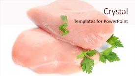  Presentation with film black and white - Slides with raw chicken fillet with parsley background and a lemonade colored foreground