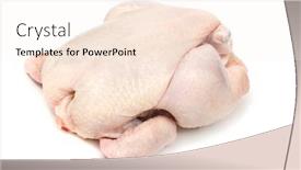  Presentation with food chicken - Slides enhanced with raw chicken image series of different food on white background background and a sky blue colored foreground