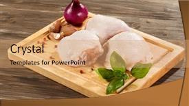  Presentation with airport boarding board - Beautiful slides featuring raw chicken legs on cutting backdrop and a coral colored foreground