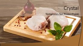  Presentation with cutting board - PPT theme with raw chicken legs on cutting background and a  colored foreground