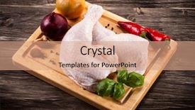  Presentation with airport boarding board - Slide set featuring raw chicken legs on cutting background and a coral colored foreground