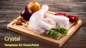  Presentation with cutting board - PPT theme enhanced with raw chicken legs on cutting background and a tawny brown colored foreground