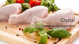  Presentation with cutting board - Slides consisting of raw chicken legs on cutting background and a coral colored foreground