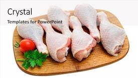  Presentation with chicken - Slide deck with raw chicken legs on white background and a lemonade colored foreground