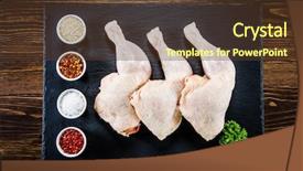  Presentation with chicken - Amazing slide deck having raw chicken legs on wooden backdrop and a  colored foreground