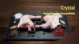  Presentation with anatomy of chicken - PPT layouts enhanced with raw chicken legs on wooden background and a  colored foreground