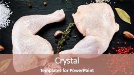  Presentation with chicken - Amazing slide deck having raw chicken legs on wooden backdrop and a  colored foreground