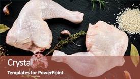  Presentation with chicken little chicks - PPT theme consisting of raw chicken legs on wooden background and a  colored foreground