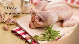  Presentation with meat poultry - Amazing PPT layouts having raw chicken meat on kitchen backdrop and a coral colored foreground