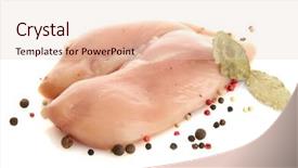  Presentation with raw meat - Presentation having raw chicken meat with spices background and a  colored foreground