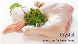  Presentation with chicken meat package - Theme with raw chicken meat background and a lemonade colored foreground