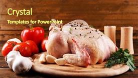  Presentation with chicken - Cool new slide deck with raw chicken on wooden table backdrop and a tawny brown colored foreground