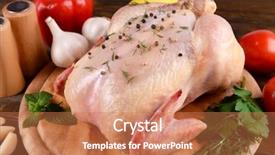  Presentation with chicken - Presentation theme enhanced with raw chicken on wooden table background and a coral colored foreground