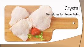  Presentation with chicken - Slide deck having raw chicken thighs on wooden background and a sky blue colored foreground