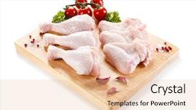  Presentation with animal cartoon chicken - Beautiful PPT layouts featuring raw chicken wings and drumsticks backdrop and a lemonade colored foreground