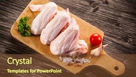  Presentation with cutting board - Presentation enhanced with raw chicken wings on cutting background and a tawny brown colored foreground