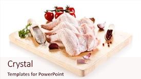  Presentation with cutting board - Theme with raw chicken wings on cutting background and a lemonade colored foreground