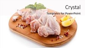  Presentation with chicken - PPT layouts with raw chicken wings background and a sky blue colored foreground