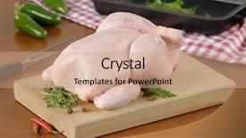  Presentation with broiler - Beautiful PPT theme featuring raw chicken backdrop and a coral colored foreground