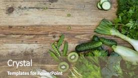  Presentation with detox - Presentation theme featuring raw detox green vegetable food background and a coral colored foreground