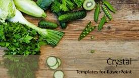  Presentation with wood - Amazing presentation having raw detox green vegetable food backdrop and a coral colored foreground