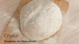  Presentation with recipe - Audience pleasing PPT theme consisting of raw-dough-covered-with-flour backdrop and a coral colored foreground