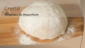 Presentation with ring food - PPT layouts with raw-dough-covered-with-flour background and a mint green colored foreground