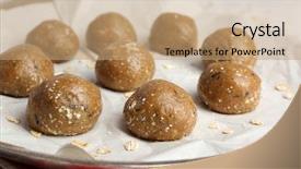  Presentation with baking cookies - Beautiful presentation theme featuring raw dough for cookies on baking sheet close up backdrop and a coral colored foreground