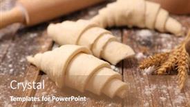  Presentation with croissant - Slide set with raw-dough-for-cooking-french background and a coral colored foreground